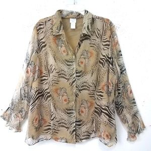 Women's Animal Print Silk Shirt Sz 18/20